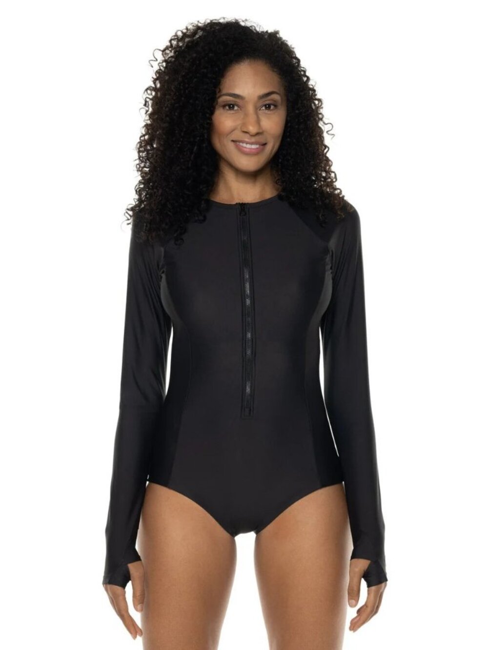 NWT Coolibar Escalante Longsleeve Black One Piece Bathing Suit Size XL UPF 50+